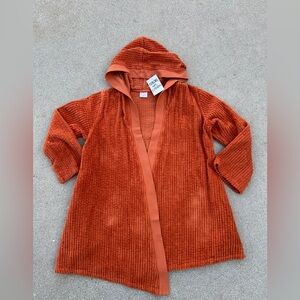 CMC Orange Chenielle Hooded Cardigan 100% Cotton Made in the USA Size M NWT